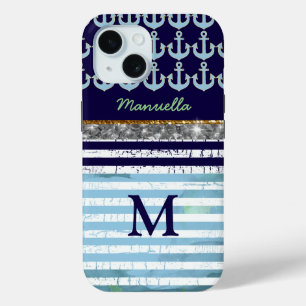 navy and personalized item for her iPhone 15 case
