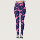 Navy and Pink Flamingo Pattern Leggings<br><div class="desc">Bright and colourful flamingos pattern summer design.</div>