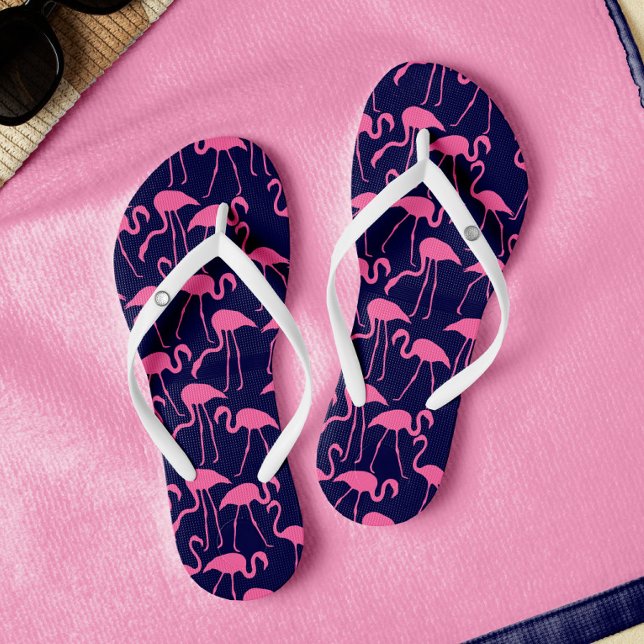Navy and Pink Flamingo Pattern Thongs (Creator Uploaded)