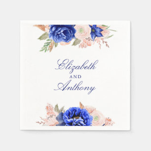 Navy and Pink Floral Napkin