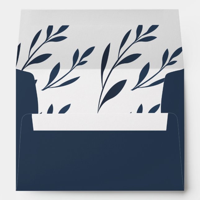 Navy and Pink Foliage 5x7 invitation envelope (Back (Bottom))
