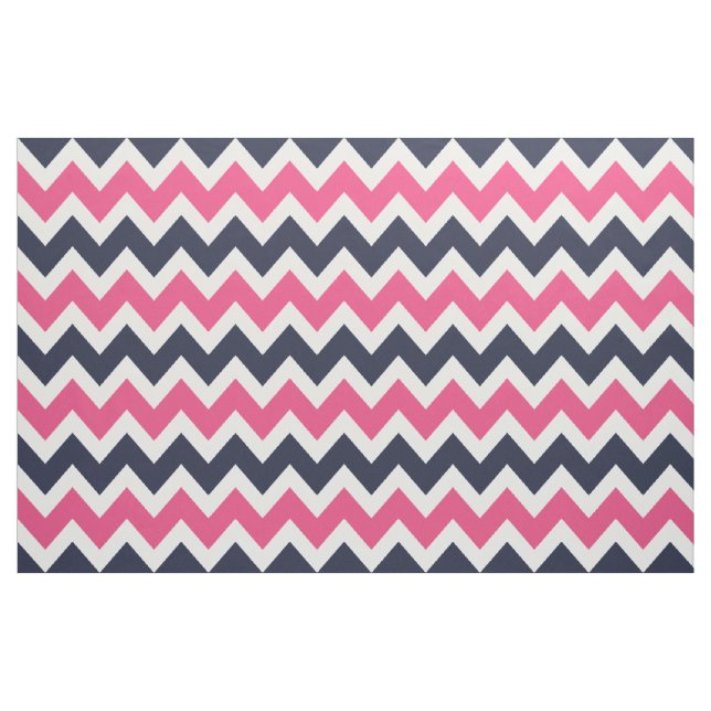 Navy and Pink Modern Chevron Large Scale Fabric (Yard)
