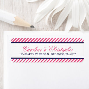 Navy and Pink Nautical Wedding Return Address Label