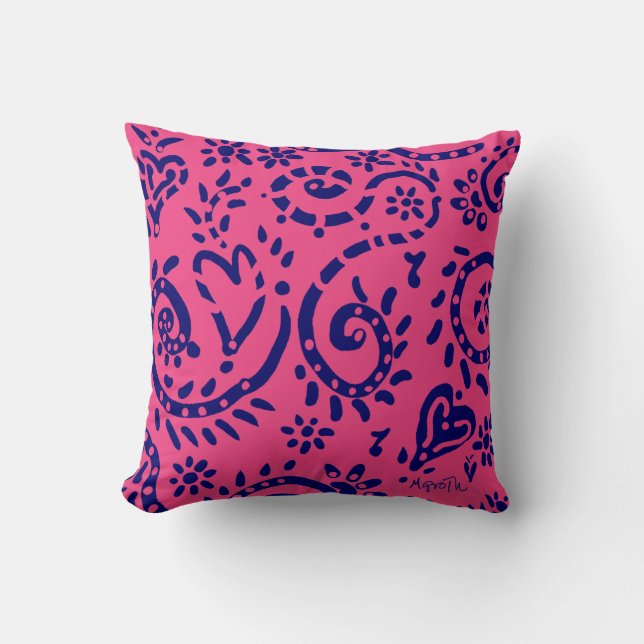 Navy and pink pip pillow (Front)