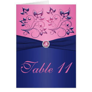 Navy and Pink Table Number Card