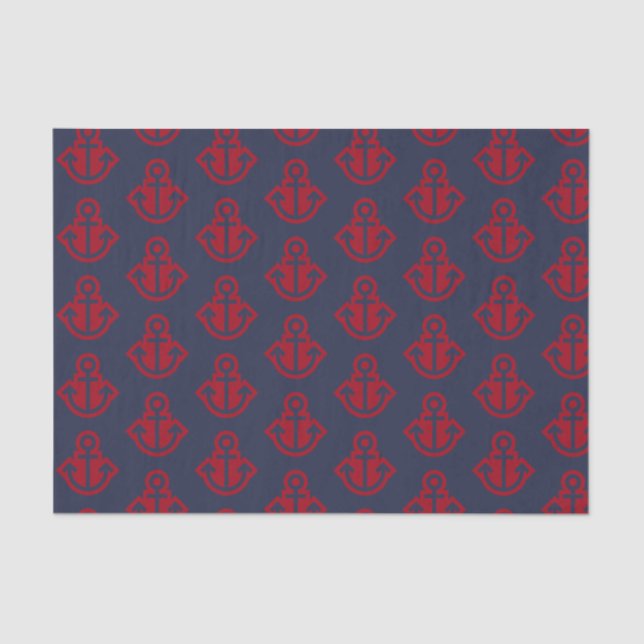 Navy and Red Anchors Tissue Paper (Front)