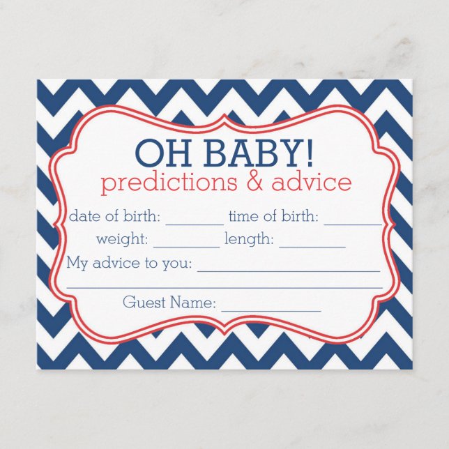 Navy and Red Chevron Predictions & Advice Card (Front)