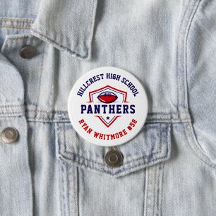 Navy and Red Personalised Football Team Spirit 7.5 Cm Round Badge