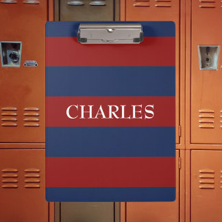 Navy and Red Rugby Stripes Clipboard