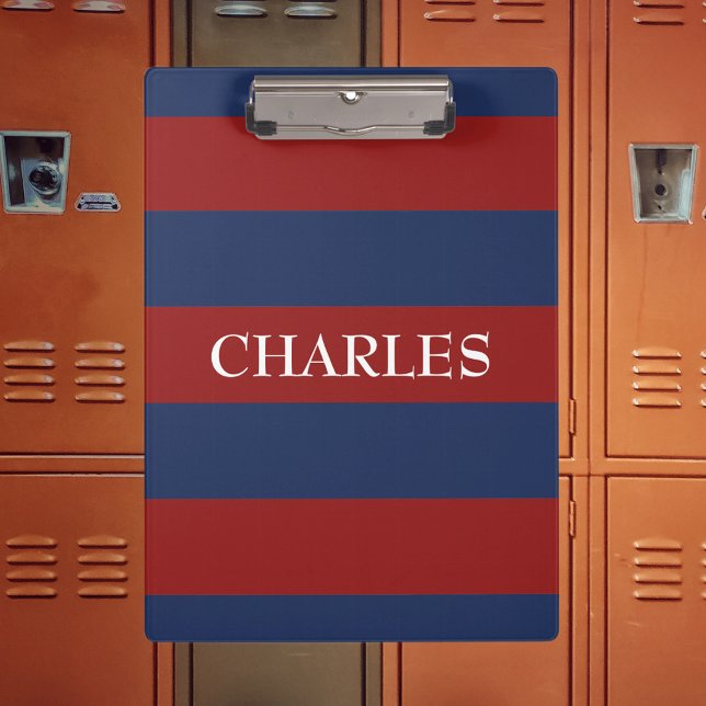 Navy and Red Rugby Stripes Clipboard (Creator Uploaded)
