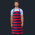 Navy and Red Striped Pattern Custom Name Apron<br><div class="desc">Add your name to this design with bold stripes. A preppy pattern with bold stripes and a monogram of your first or last name. For advanced users, you can click on the edit/customise button and change the colours of the lines. Create your own and change the colours to your favourite...</div>