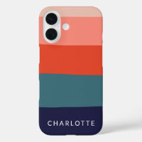 Navy and Red Wide Abstract Stripes Personalized