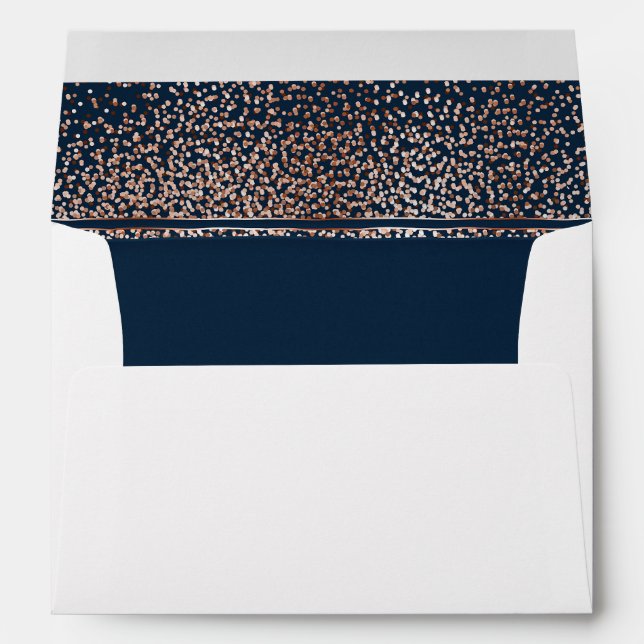 Navy and Rose Gold Glitter Wedding Envelopes (Back (Bottom))