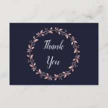 Navy and rose gold thank you card