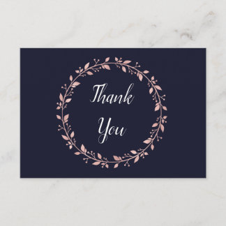 Navy and rose gold thank you card