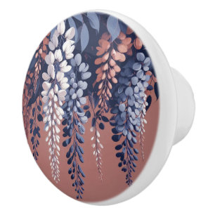 Navy and Rose Wisteria Elegance Ceramic Knob
