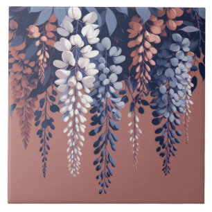 Navy and Rose Wisteria Elegance Ceramic Tile