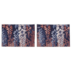 Navy and Rose Wisteria Elegance Pillowcase