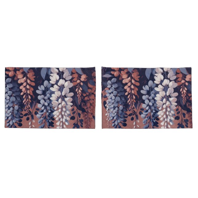 Navy and Rose Wisteria Elegance Pillowcase (Back-Set)