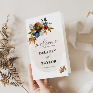 Navy and Rust Boho Floral Paper Booklet Program