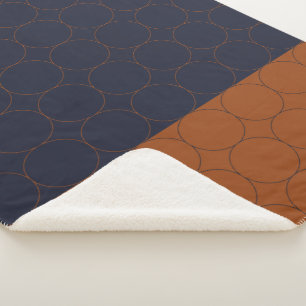 Navy and Rust Circles II Sherpa Blanket