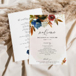 Navy and Rust Watercolor Boho Floral Paper Program<br><div class="desc">This beautiful floral design features rust and navy  watercolor flowers.  Add your information using the template form. The Customise Further feature can be used to access the advanced editing menu where you can change the font,  colours and layout of the text.</div>