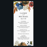 Navy and Rust Watercolor Floral Wedding Menu Card<br><div class="desc">These beautiful customised menus for your wedding,  or other event,  feature beautiful watercolor flowers.  Use the template form to add your custom text. The "customise further" feature can be used to access the advanced font,  colour and layout menus.</div>