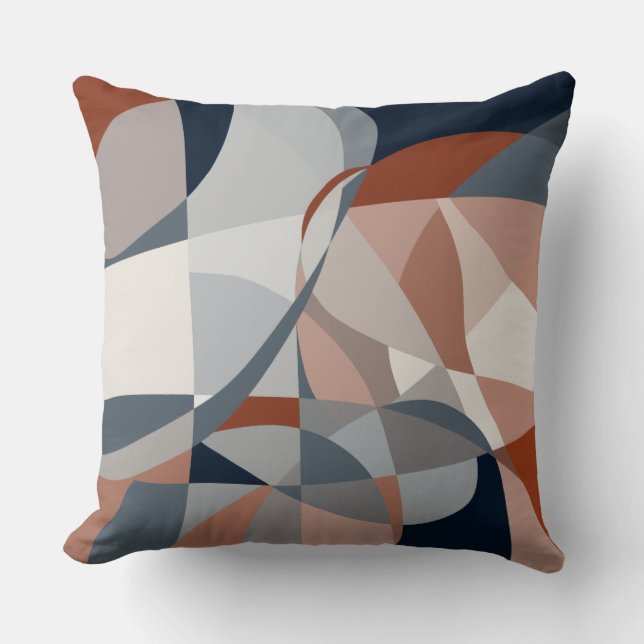 Navy and Rust (XIV) Abstract Cushion (Front)