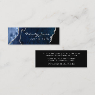 Navy and Silver Agate Precious stone Mini Business Card