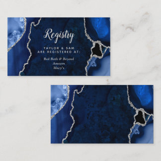 Navy and Silver Agate Wedding Registry Enclosure Card