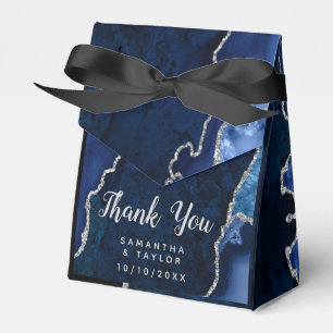 Navy and Silver Agate Wedding Thank You Favour Box