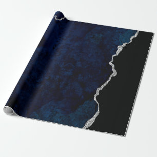 Navy and Silver Agate Wrapping Paper