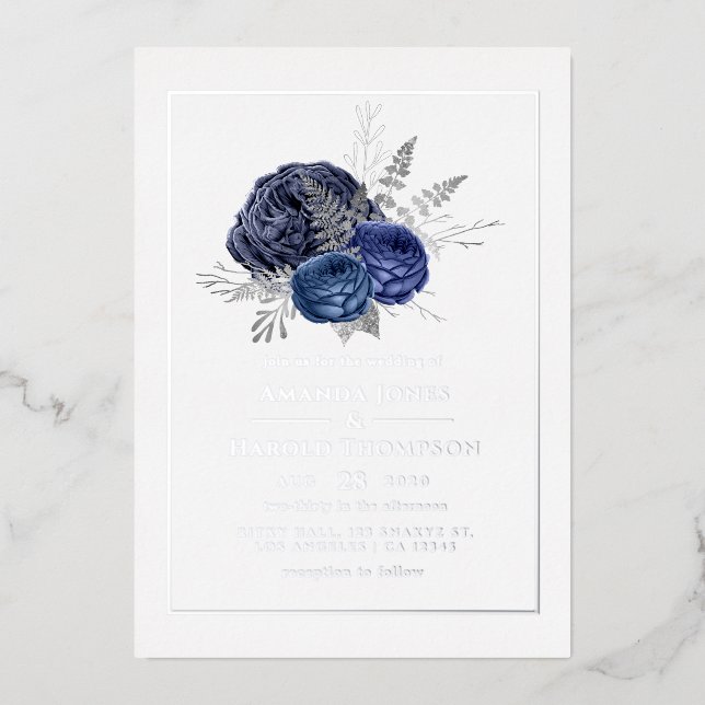 Navy and Silver Floral Wedding (Front)