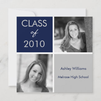 Navy and Silver Graduation Invitations
