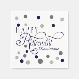 Navy and Silver Retirement Party, Custom Napkins