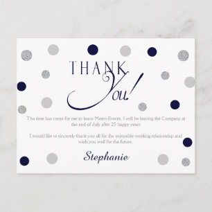 Navy and Silver Retirement Thank You Cards