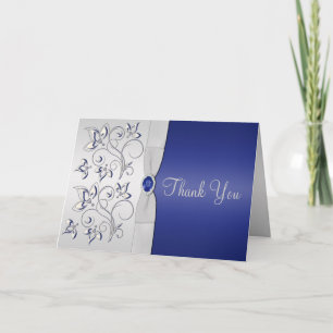 Navy and Silver Thank You Card