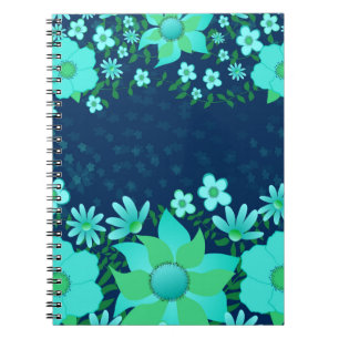Navy And Turquoise Tropical Spiral Photo Notebook