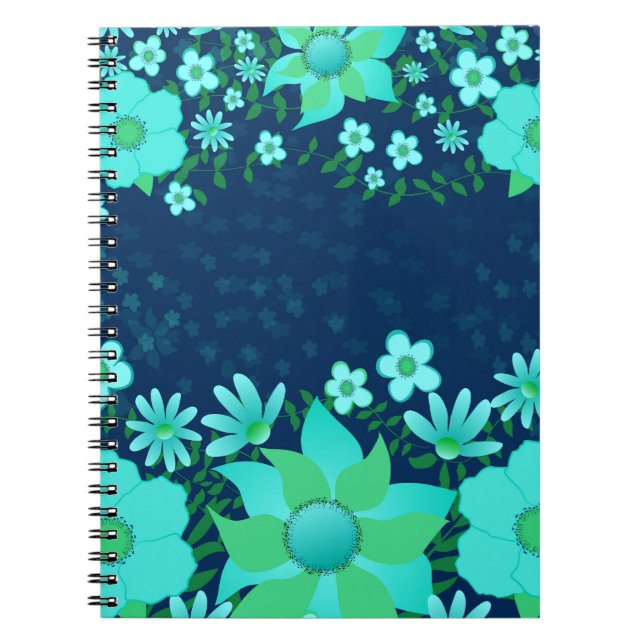 Navy And Turquoise Tropical Spiral Photo Notebook (Front)