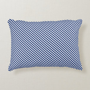 Navy and White Angled Stripes Decorative Cushion