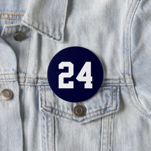 Navy and White Athlete Jersey Number 7.5 Cm Round Badge