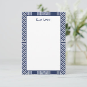 Navy and White Chinoiserie Bamboo Pattern Thank You Card