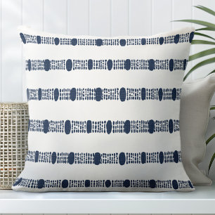Navy and White Decorative Throw Pillow