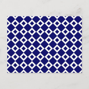 Navy and White Diamond Pattern Postcard