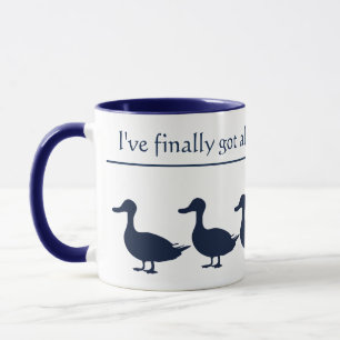 Navy and White Ducks in a Row Mug