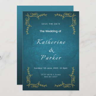 Navy and White Elegant Wedding Invitation Portrait
