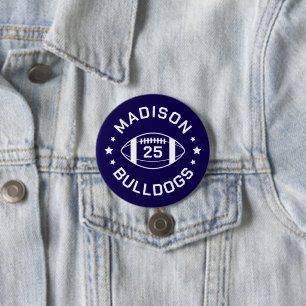 Navy and White Football Player Jersey Number 7.5 Cm Round Badge