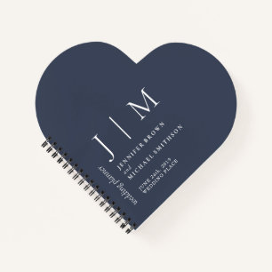 Navy and White Formal Simple Love Wedding Notebook
