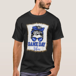 Navy and White Game Day Vibes Football Women Leopa T-Shirt