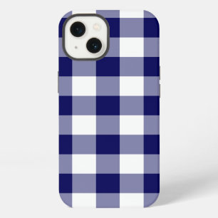 Navy and White Gingham Pattern iPhone Case